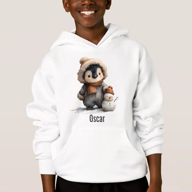 Vinterpingvin med snömannedesign t shirt (Framsida)