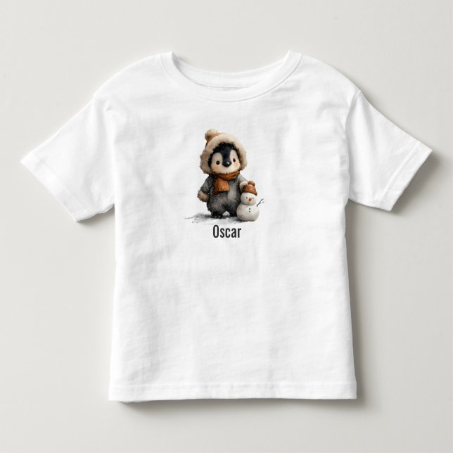 Vinterpingvin med snömannedesign t shirt (Framsida)