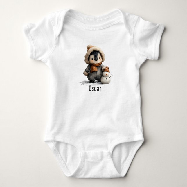 Vinterpingvin med snömannedesign t shirt (Framsida)