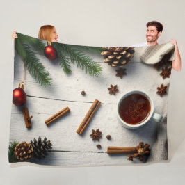 Vinterplatta ljugit sammansättning, en ångande kop fleecefilt