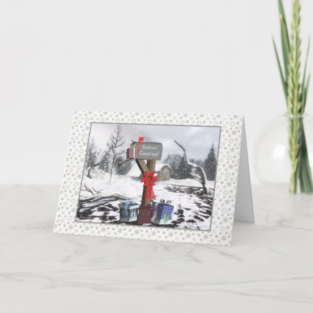 Vinterpostlådesäsongens hälsningar till e-postbära helgkort (Framsida)