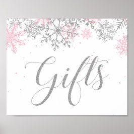 Vinterpresenter Onederland Rosa Silver Snöflinga Poster