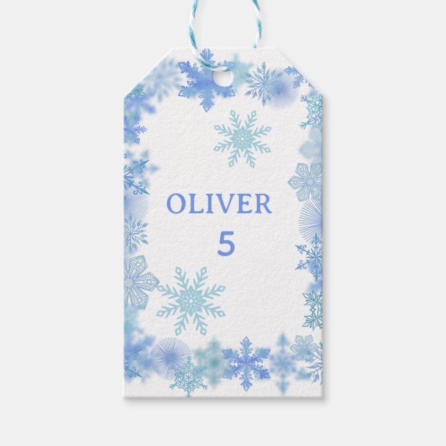 Vinterpresentkort, minimalistiska snöflinga-gunsti presentetikett (Framsidan)