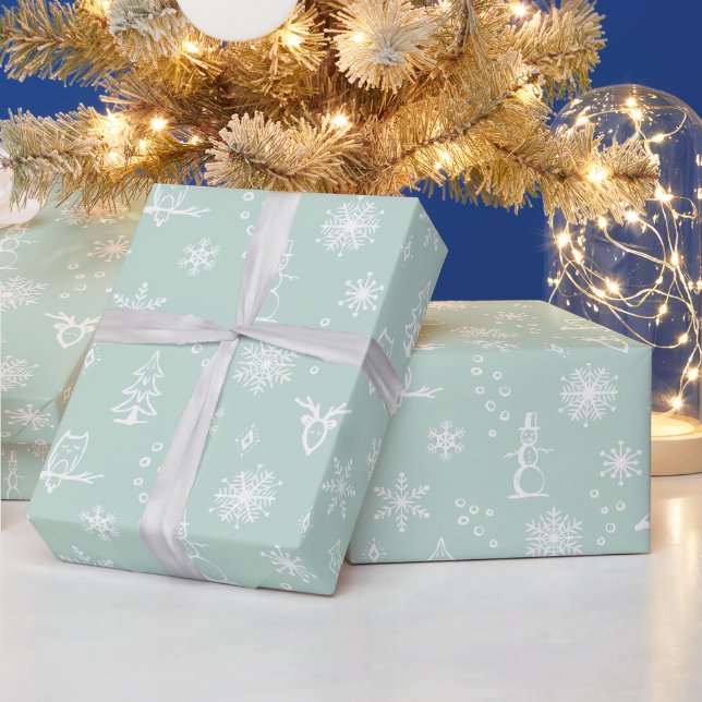 Vinterpresentpapper - Mint + Snö Presentpapper (Helgdagar)
