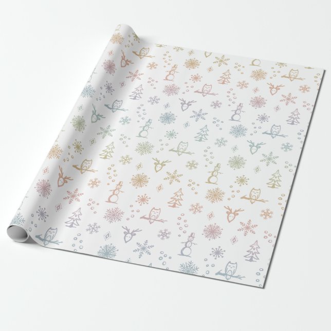 Vinterpresentpapper - Snöregnbåge Sorbet Presentpapper (Utrullad)