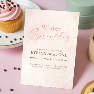 Vinterprickar Rosa Glitter Baby 1-årsdag Inbjudningar