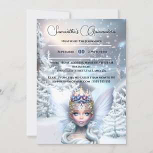 Vinterprinsessa fairy blue forest snö moonlit inbjudningar