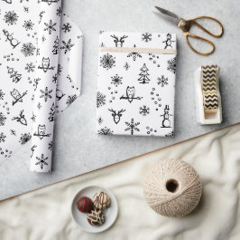 Vinterprylar Presentpapper - Snö + Kol