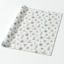 Vinterprylar Presentpapper - Snö + Salvia