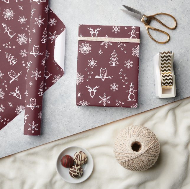 Vinterprylar Presentpapper - Vin + Snö (Hantverk)