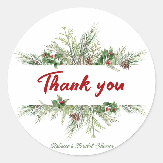 Vinterram Vinterkrans Bröllopsfest Tack Runt Klistermärke (Framsida)