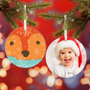 Vinterräv Foto och År Jul Julgransprydnad Keramik