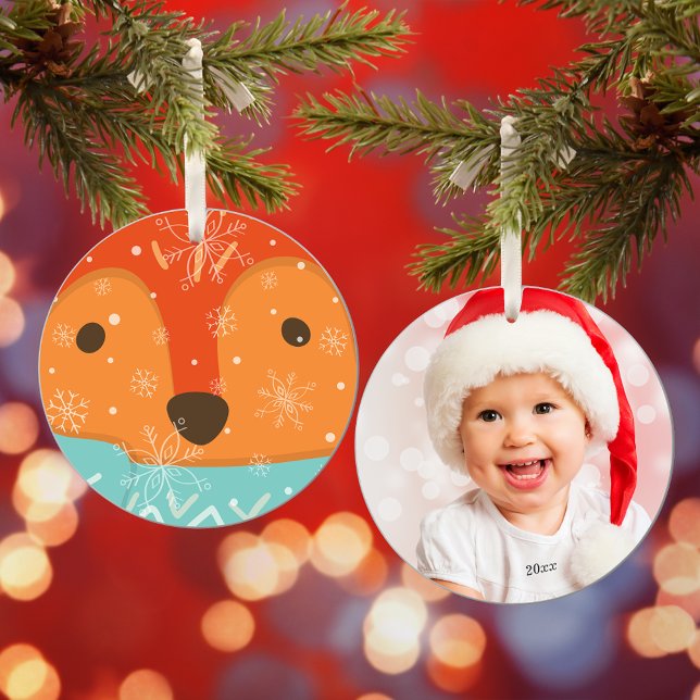 Vinterräv Foto och År Jul Julgransprydnad Keramik (Skapare uppladdad)