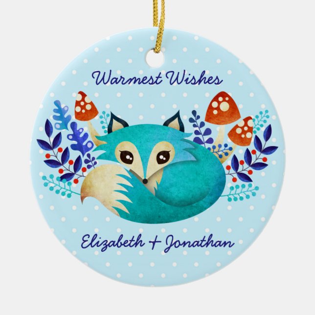 Vinterräv keramisk prydnad julgransprydnad keramik (Framsidan)
