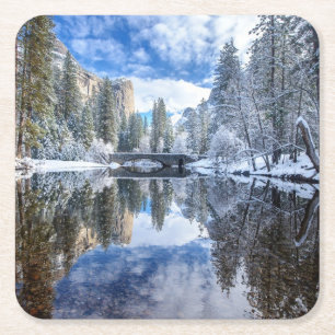 Vinterreflexion på Yosemite Underlägg Papper Kvadrat