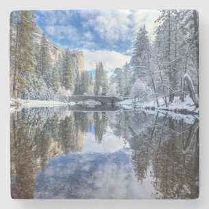 Vinterreflexion på Yosemite Underlägg Sten