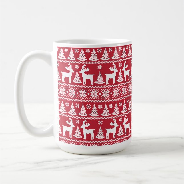 Vinterren, Mönster röd och vit jul Kaffemugg (Vänster)