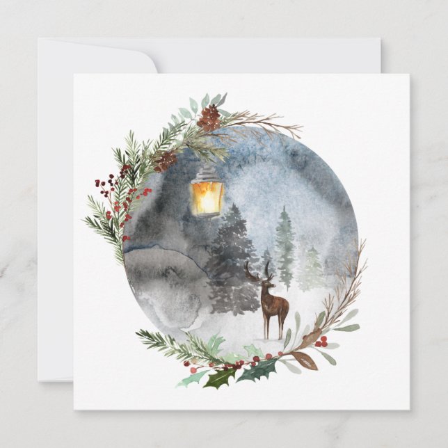Vinterrenska Lantern-julhälsningskort Kort (Framsida)