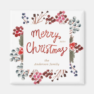 vinterrödbär God jul Magnet