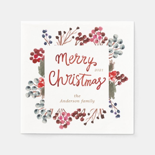 vinterrödbär God jul Pappersservett (Framsidan)