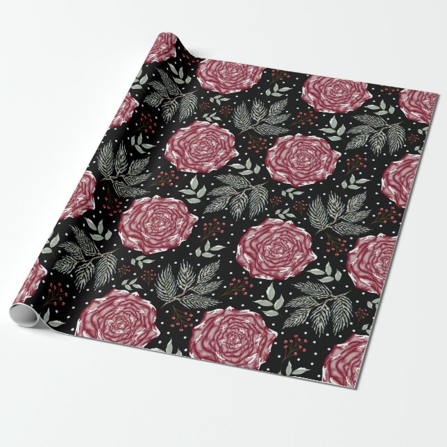 Vinterrosblomma Presentpapper (Utrullad)