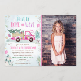 Vinterrött Lastbil, fram till flickans födelsedag Inbjudningar