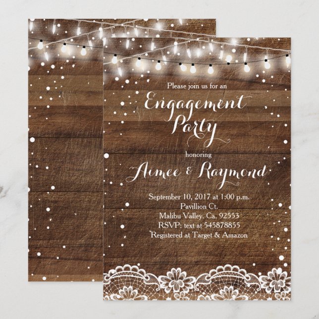 Vinterrustikalt bröllopsinbjudan inbjudningar (Fram/baksida)