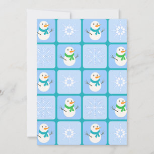 Vinterrutig snömannen och snöflingor inbjudningar