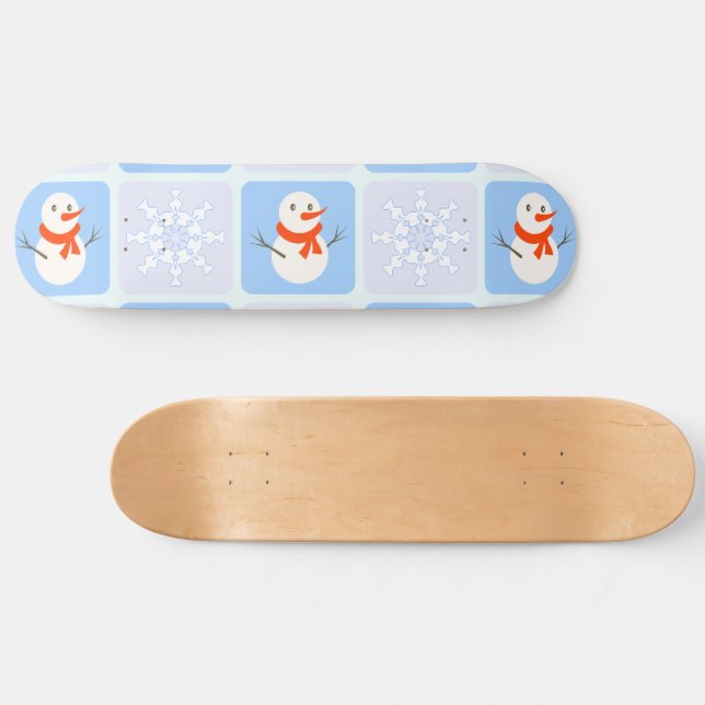 Vinterrutig snömannen och snöflingor mini skateboard bräda 18,5 cm (Horz)