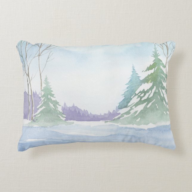 Vinterscen 3, dubbla-sidig utskrift prydnadskudde (Framsidan)