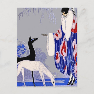 “Vinterscen” Art Deco av George Barbier Vykort