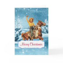 Vinterscen Cowgirl och Horse julkort 2