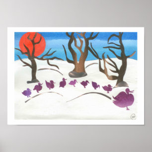 Vinterscen för gångjärnsväg poster