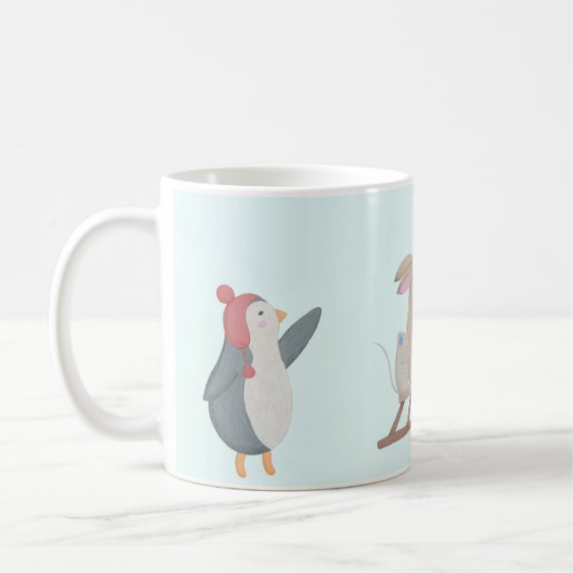 vinterscen för kute på djur kaffemugg (Vänster)