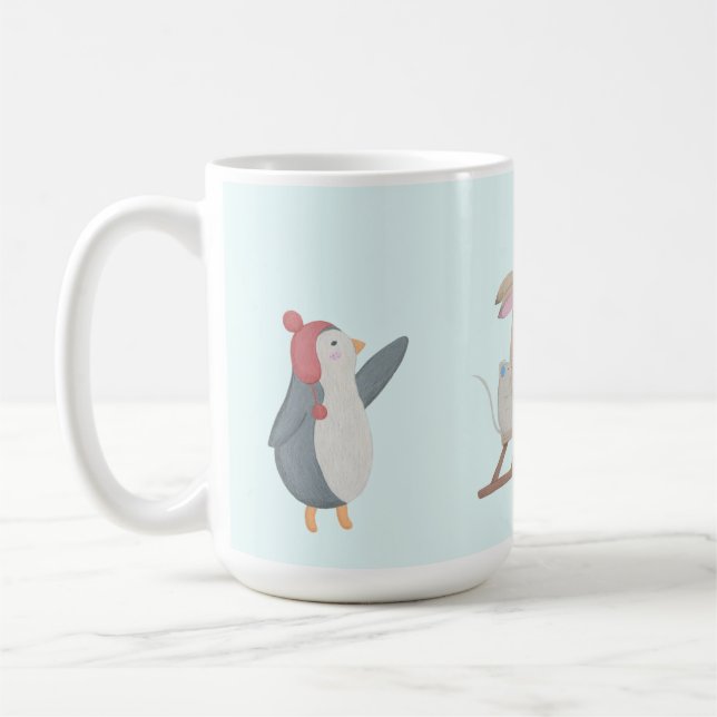 vinterscen för kute på djur kaffemugg (Vänster)