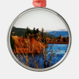 Vinterscen från Columbia Gorge Julgransprydnad Metall