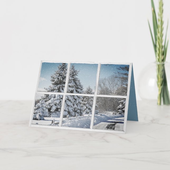 vinterscen land i snöflingfönstret kort (Framsida)
