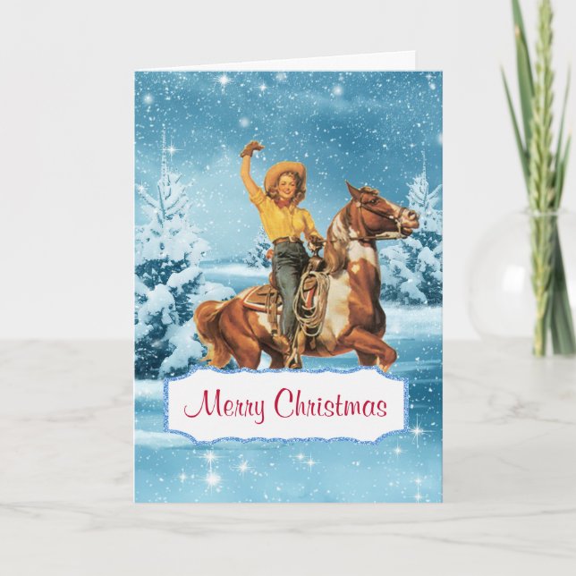 Vinterscen med grå- och hästjulkort helgkort (Framsida)