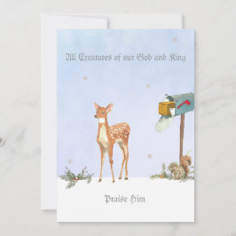 Vinterscen med Religiösa-kort för Hjort Julkort