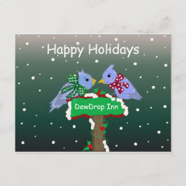 Vinterscen med små fåglar helg vykort