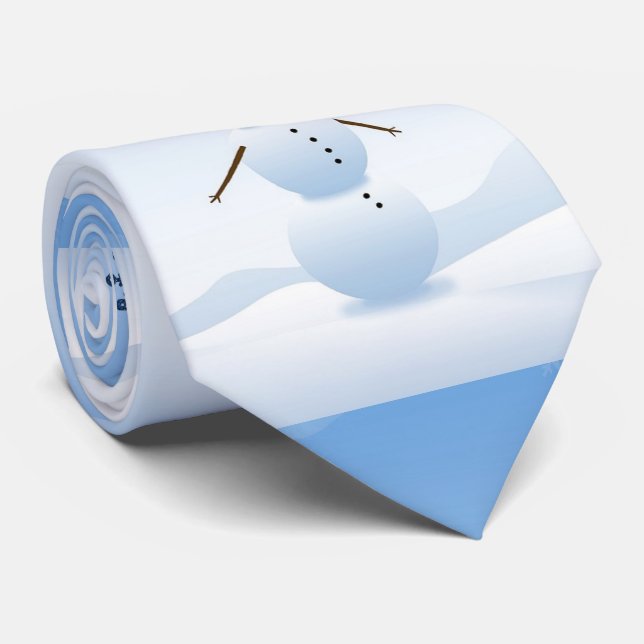 Vinterscen med Snögubbe "låt det snöa"-fack Slips (Rullad)