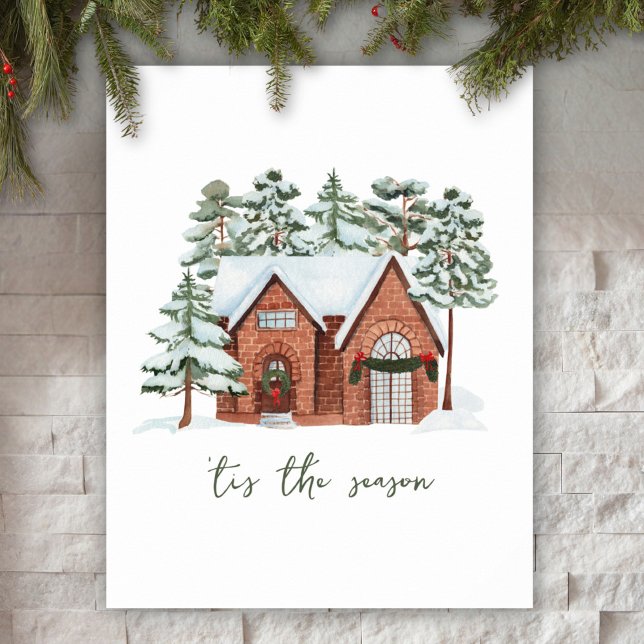 Vinterscen på snöig stuga julplakat beställningsba poster (Skapare uppladdad)