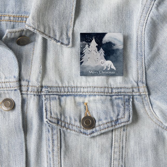 Vinterscenen i klassisk mörk med räv jul knapp (In Situ)