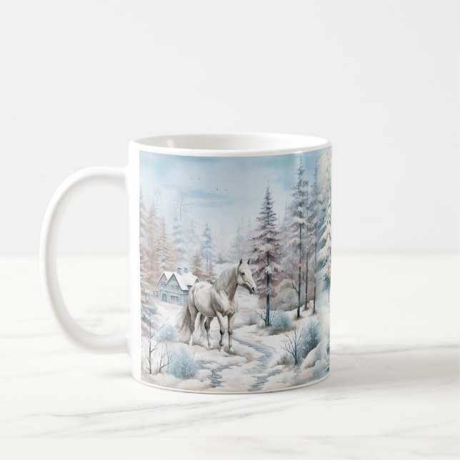 Vinterscenen i snö, jul kaffemugg (Vänster)