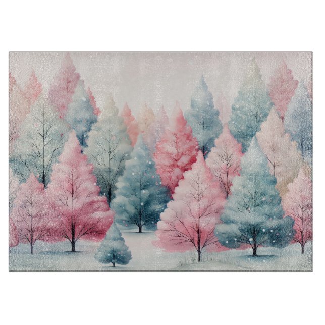 Vinterscenen Mint och Rosa Fir Träd (Framsidan)
