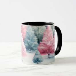 Vinterscenen Mint och Rosa Fir Träd Mugg