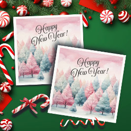 Vinterscenen Mint och Rosa Fir Träd Pappersservett