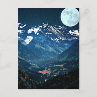 Vinterscenen Snö på bergsområdena under Måne Vykort