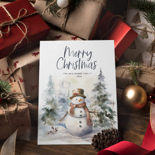 Vinterscenen Snögubbe jul Julkort