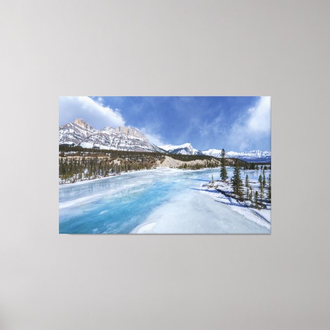Vinterscenen vid Saskatchewanfloden Crossing Canvastryck (Framsida)